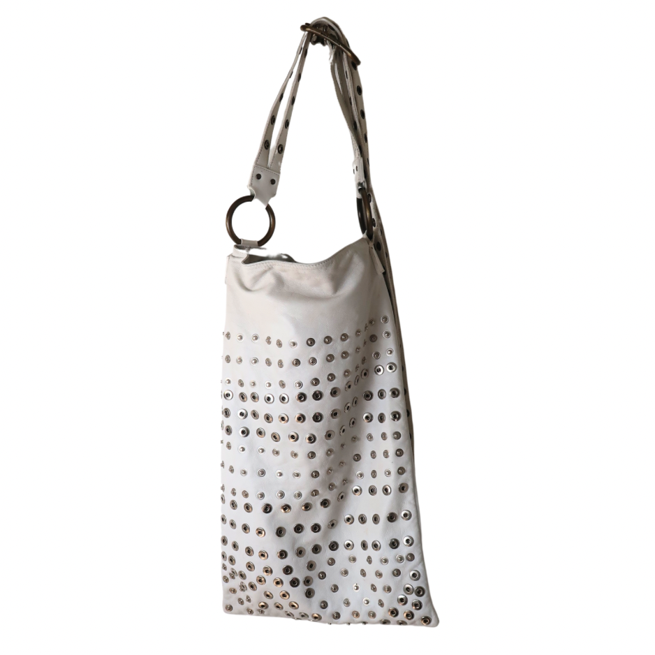 Dolce and Gabbana eyelet white leather bag