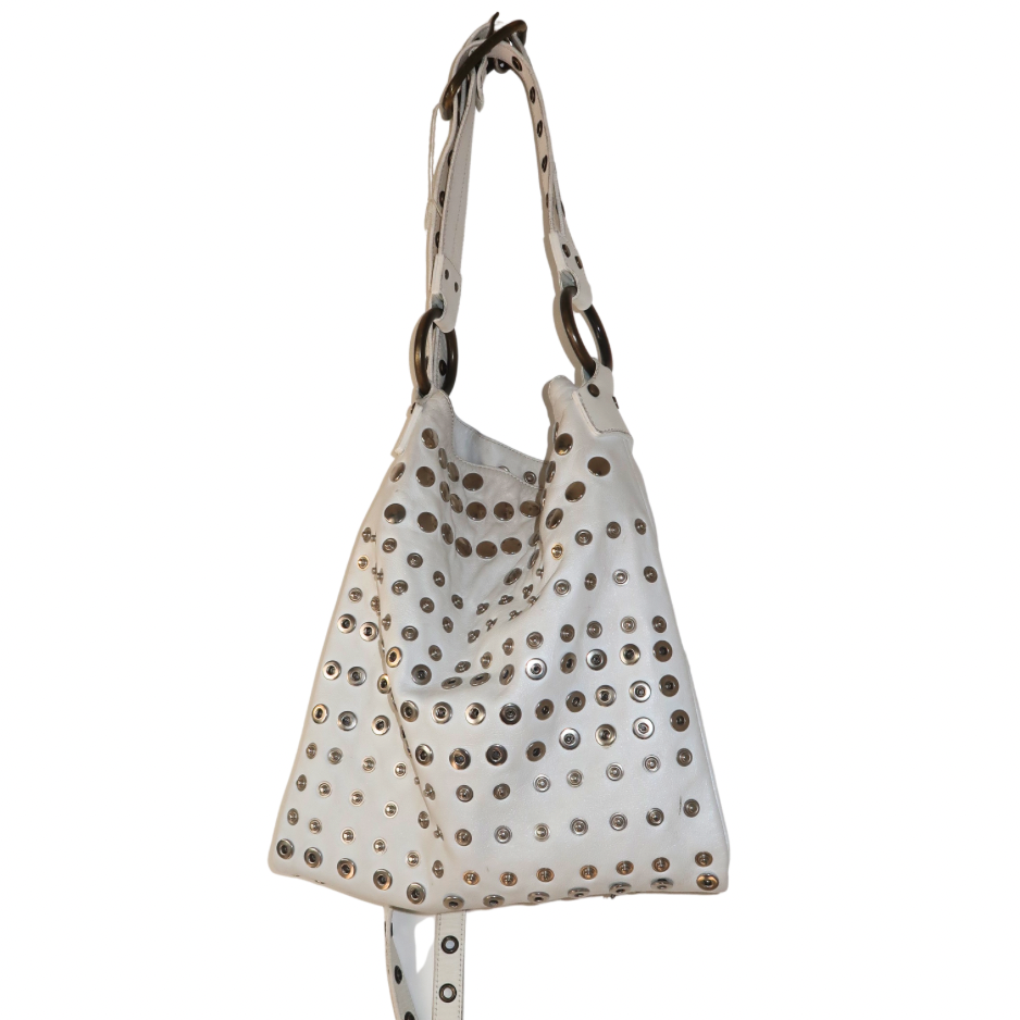 Dolce and Gabbana eyelet white leather bag